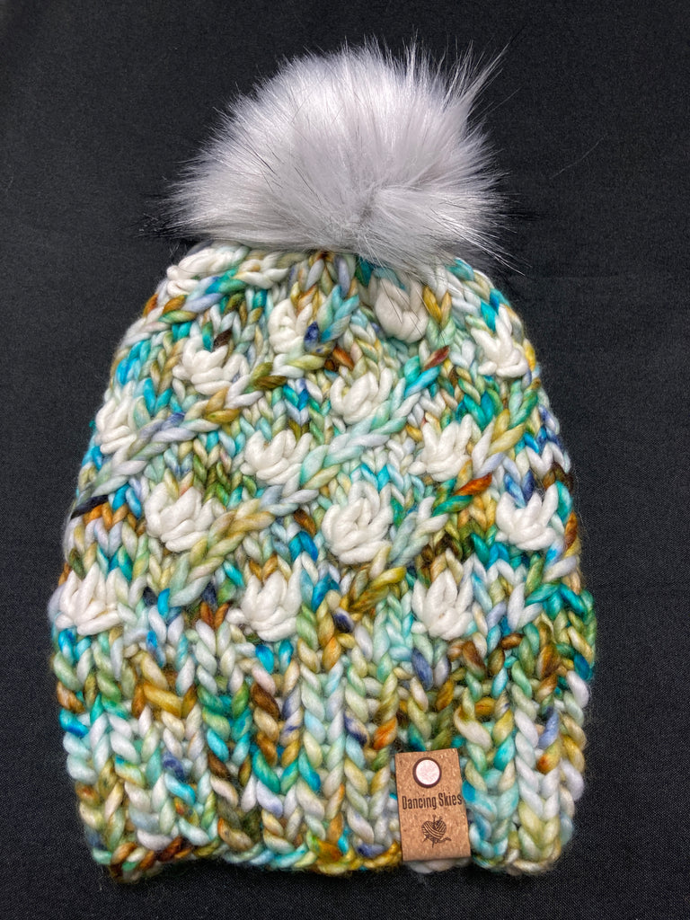 hand dyed wool hat with pom 