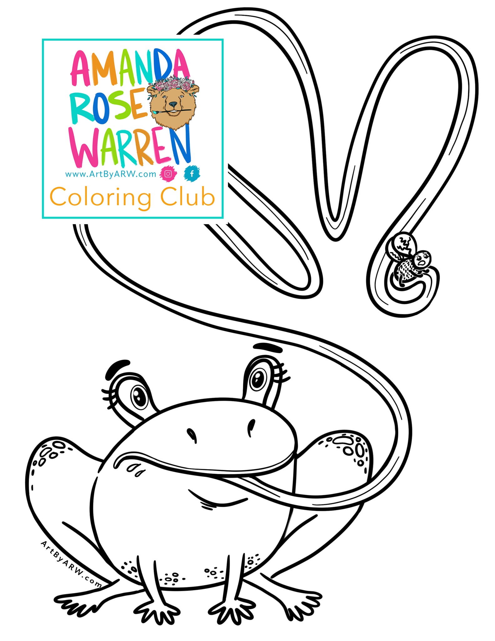 Froggy's Snack Coloring Page– Amanda Rose Warren LLC