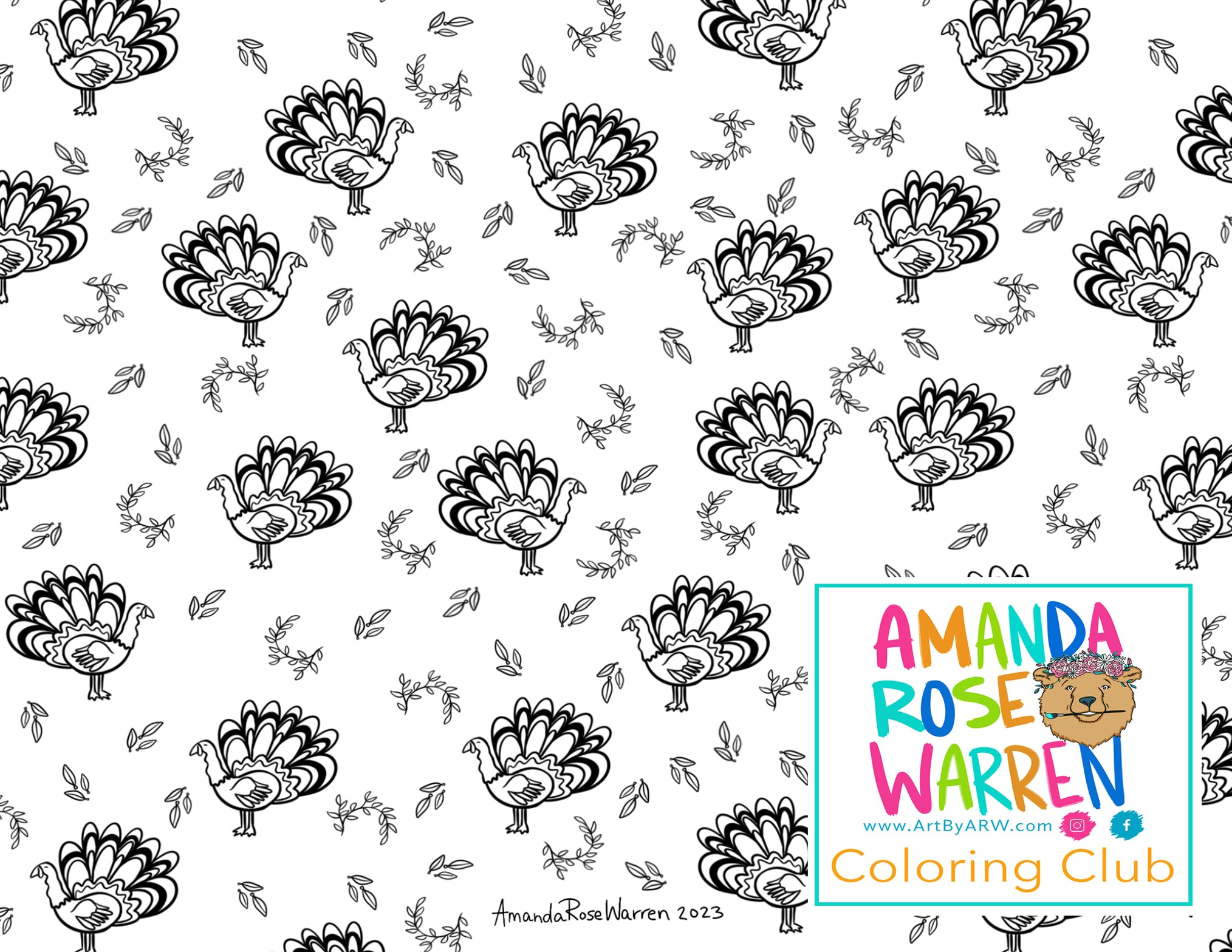 November 2023 Coloring Page– Amanda Rose Warren LLC