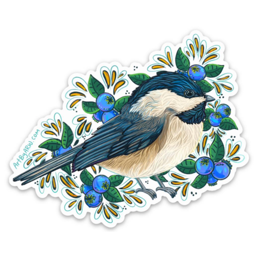 Chickadee Sticker Chickadee Waterproof Sticker| Amanda Rose Warren– Amanda Rose Warren LLC