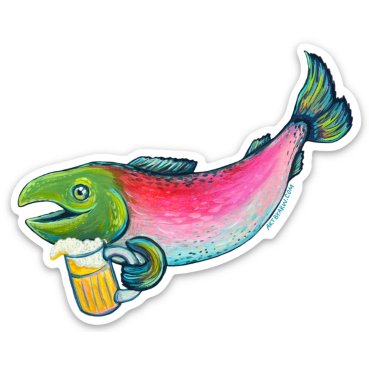 Slammin' Salmon Waterproof Sticker– Amanda Rose Warren LLC