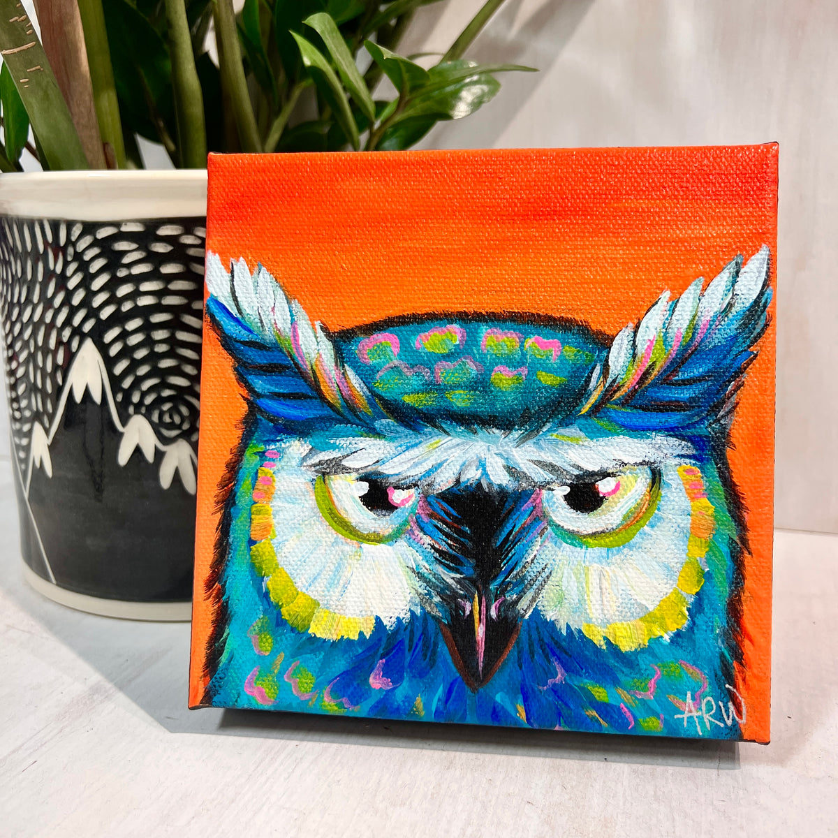 Owl Eyes Burning Daylight Original Painting Amanda Rose Warren LLC