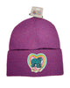 Momma Bear ribbed lilac beanie featuring Alaska bear design, cozy knit hat with warm wildlife-inspired artwork