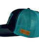 Navy AK Vibin trucker hat with Alaska theme, lightweight adjustable mesh cap designed for everyday casual wear
