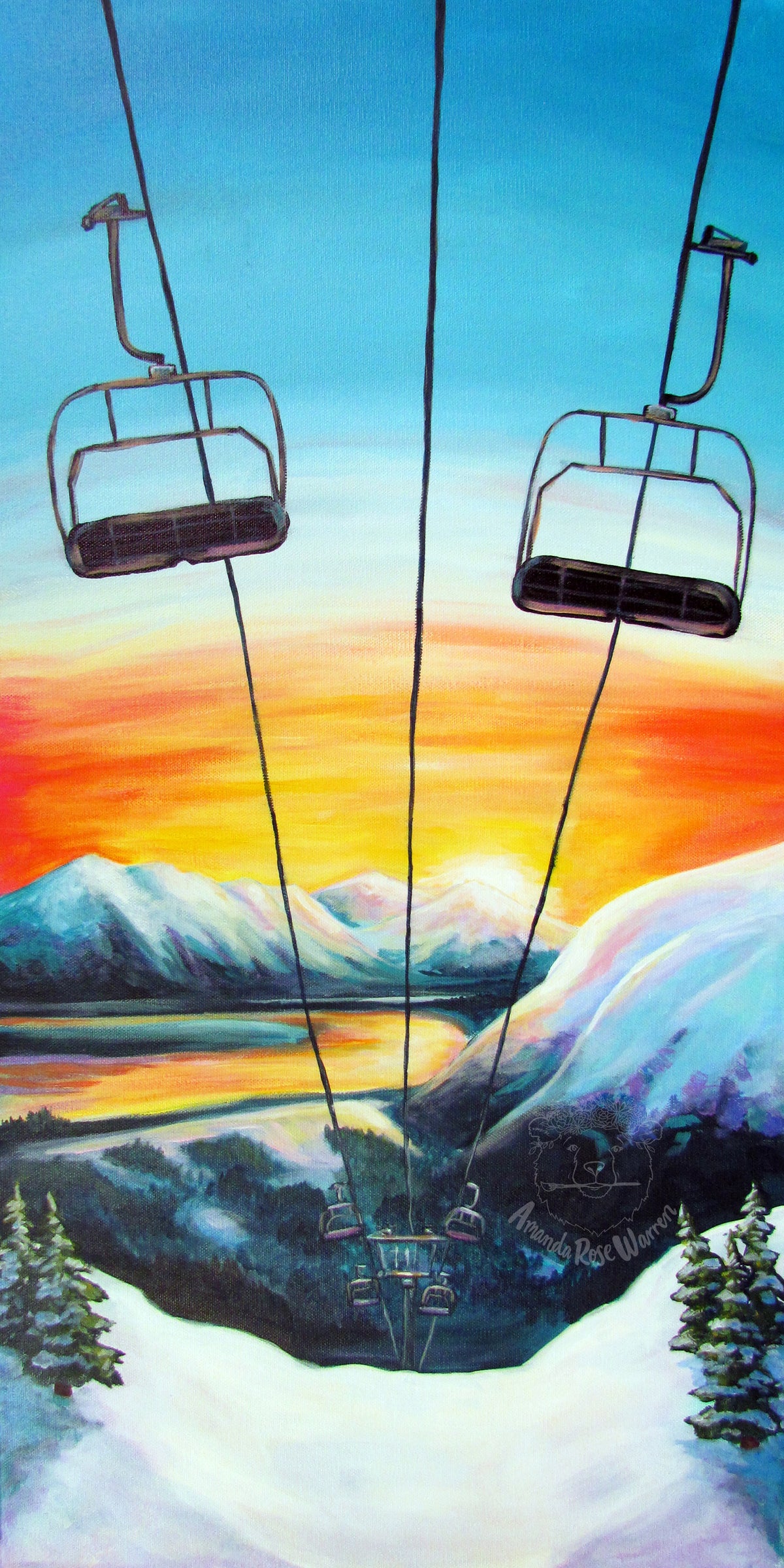 Girdwood Ski Lift at Sunset Fine Art Print| Amanda Rose Warren