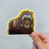 Holding Elim the musk ox with his little friend the yellow butterfly sticker