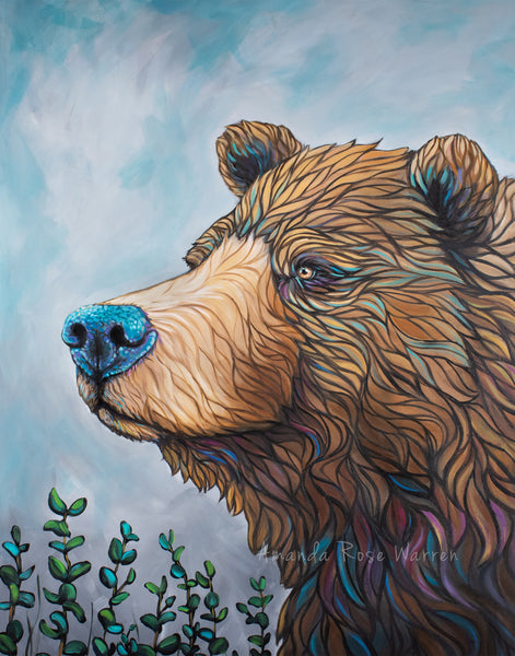 Alaskan Brown Bear with a pop of color in his fur 