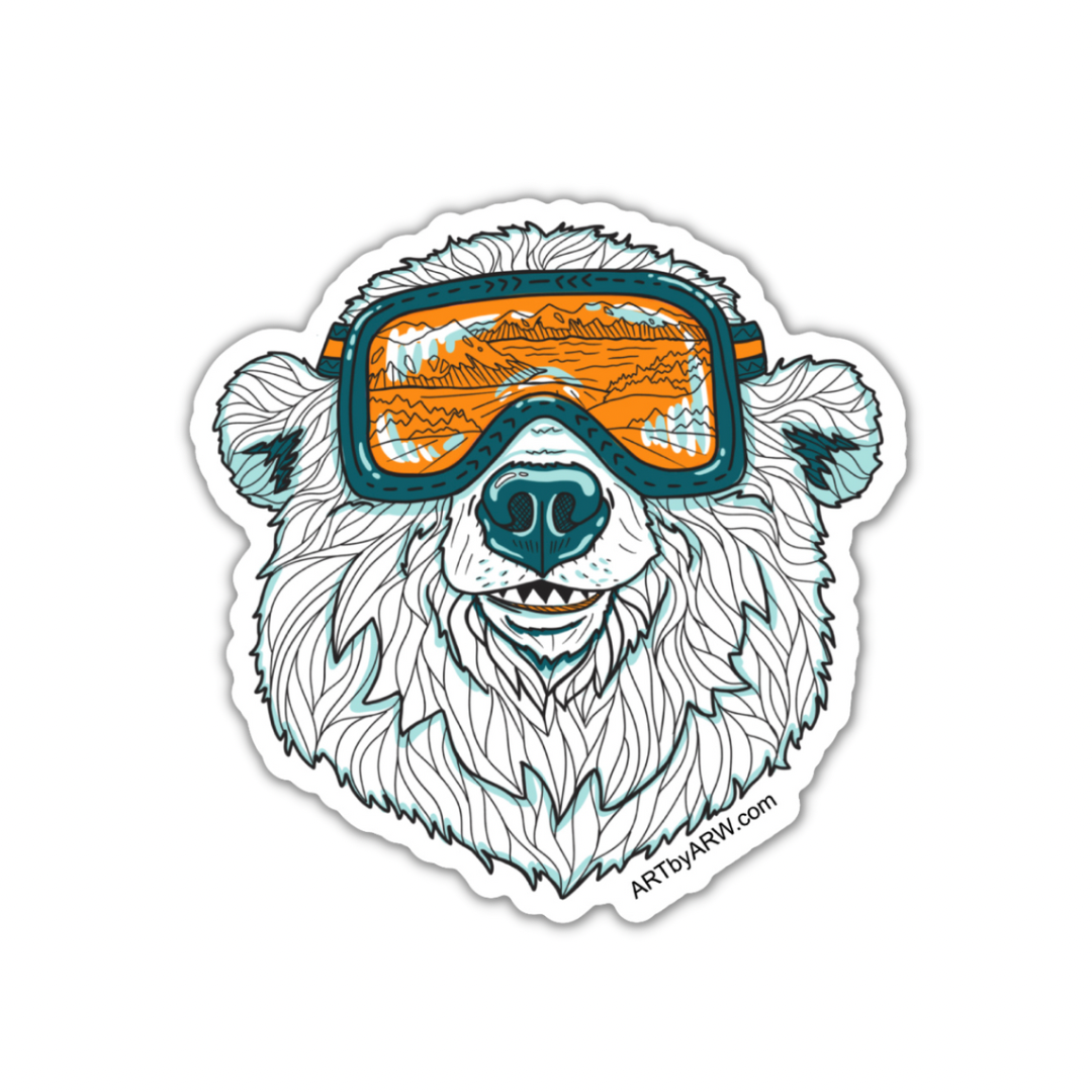 Polar Bear Sticker, Vinyl Animal Art Sticker, Water Bottle Decal -  studiotuesday